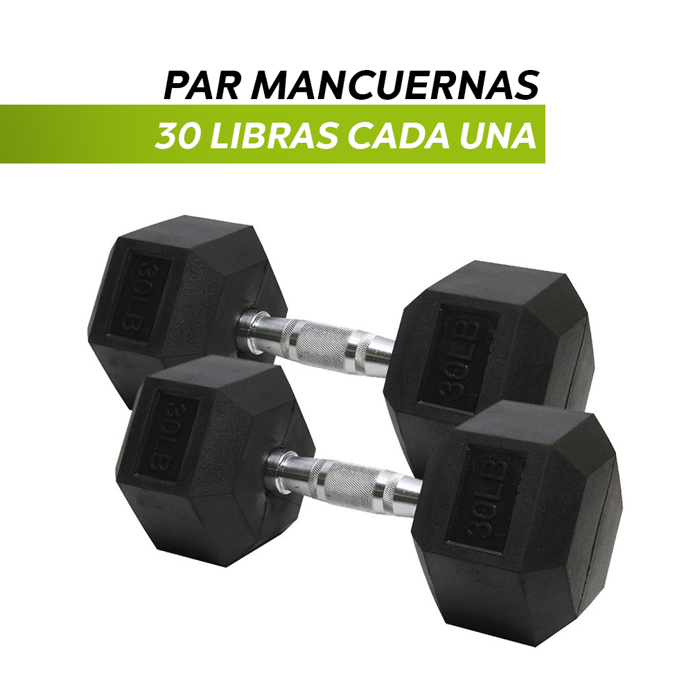 PAR MANCUERNA HEX. RUBBER 30LBS Almacenes Bou
