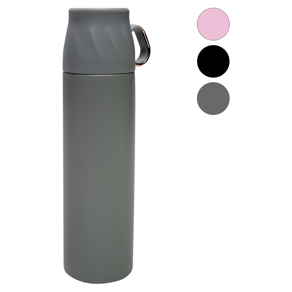 Cilio 543247 Termos In Acciaio Inox 500 Ml - Doppia Parete Isolante, Chiusura A Vite, Con Bicchiere, Per Caffè E Bevande Calde, Design Essenziale