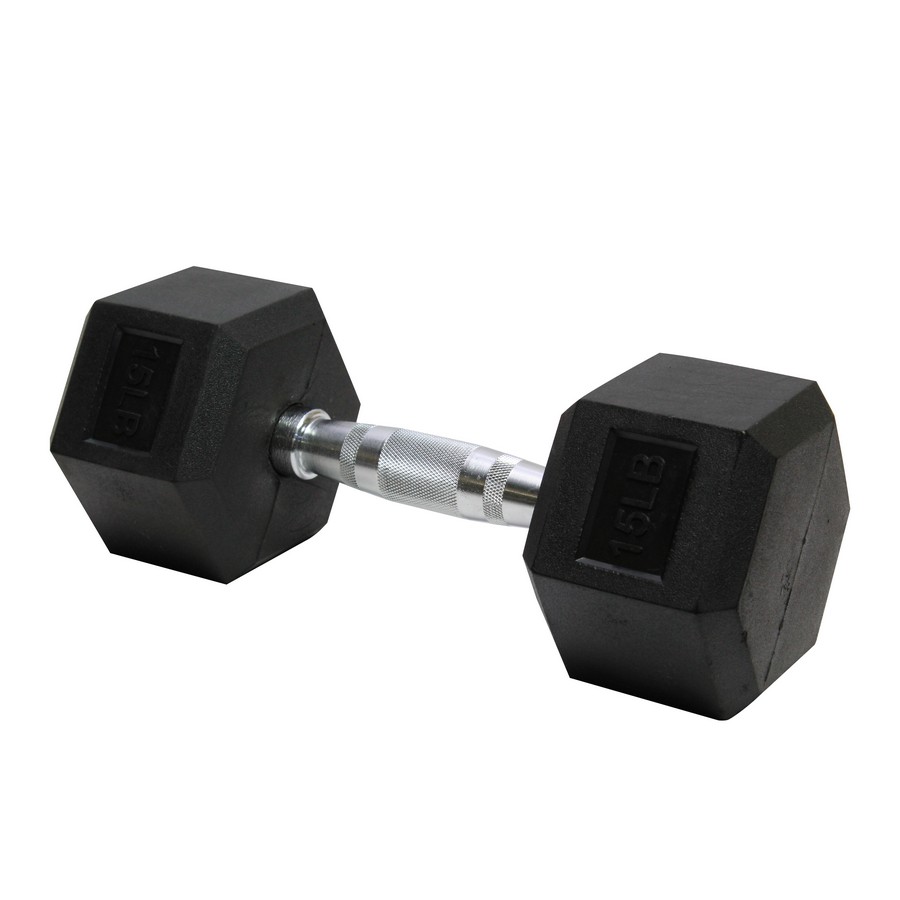 MANCUERNA HEX. RUBBER 15LBS (UNIDAD)