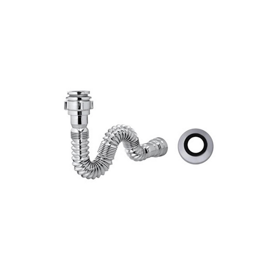 SIFON PVC FLEX. PARA LAVABO 1 1/4 PULG CROMO CON DESAGUE