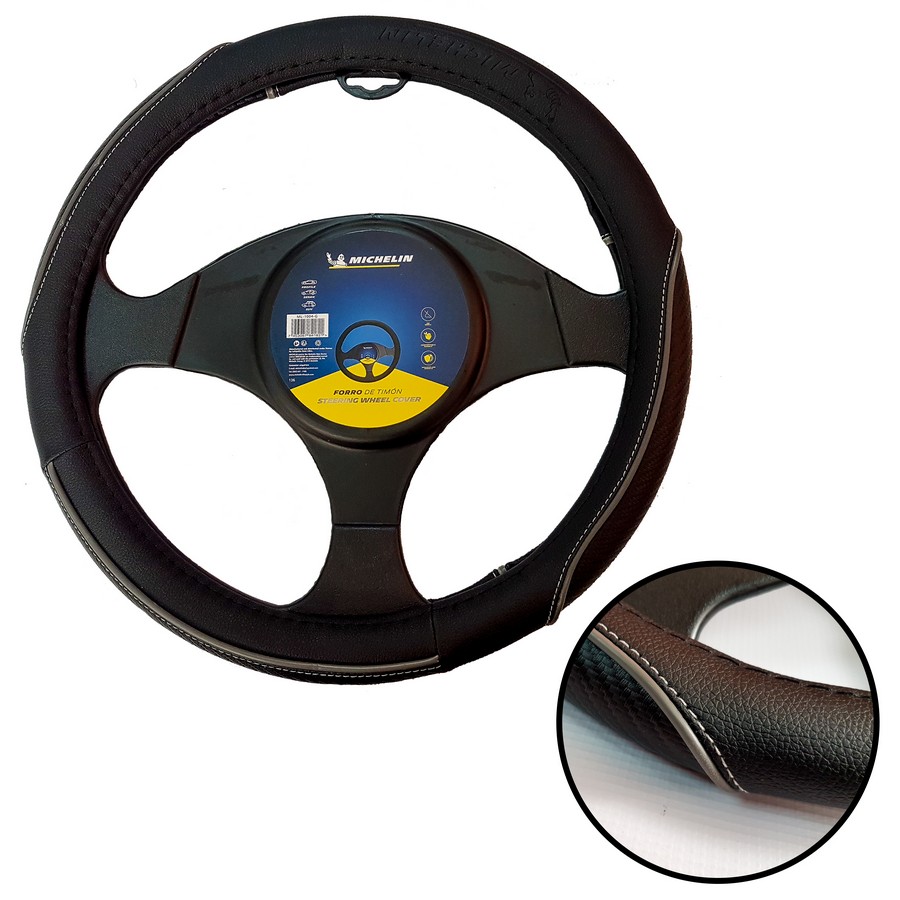 FORRO P/TIMON AUTO MICHELIN NEGRO/GRIS ML-1004-G (DESC)