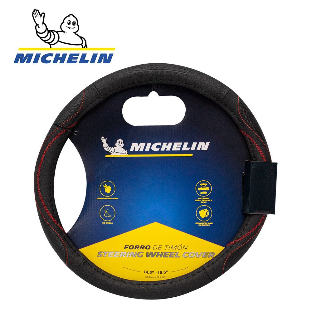 FORRO PARA TIMON AUTO MICHELIN NEGRO/ROJO ML-1002-NR