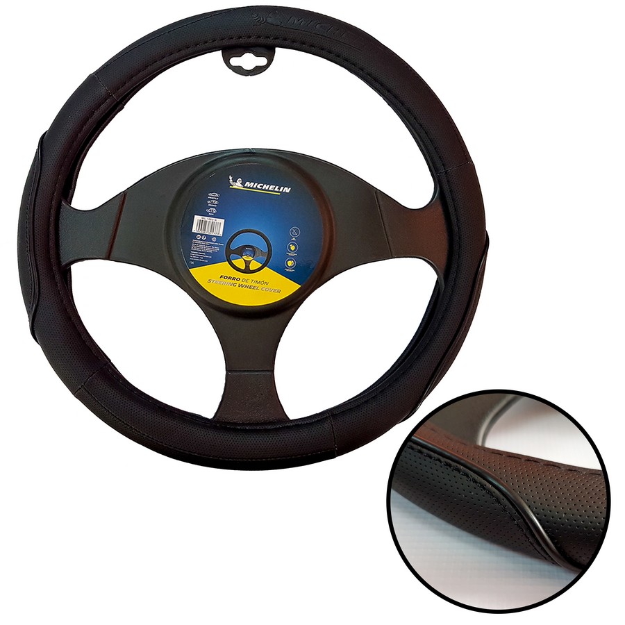 FORRO P/TIMON AUTO MICHELIN NEGRO/NEGRO ML-1003-N (DESC)