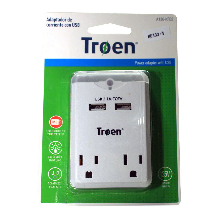 TOMA CTE. MULTICONTACTO 2SAL+2USB A136-KR32