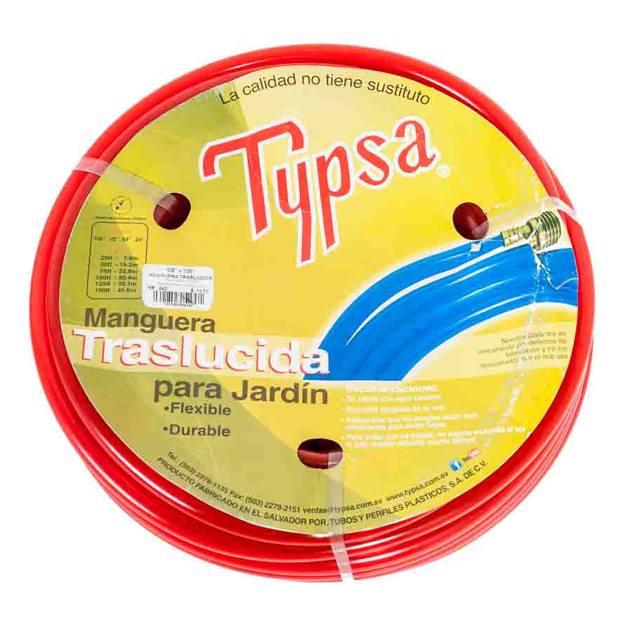 MANGUERA ARMADA TRASLUCIDA 1/2 PULG. X 25 PIES TYPSA