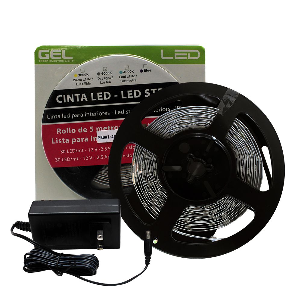 TIRA LED C/TRANSFORMADOR 12V 5M 64014-DL-TRANS