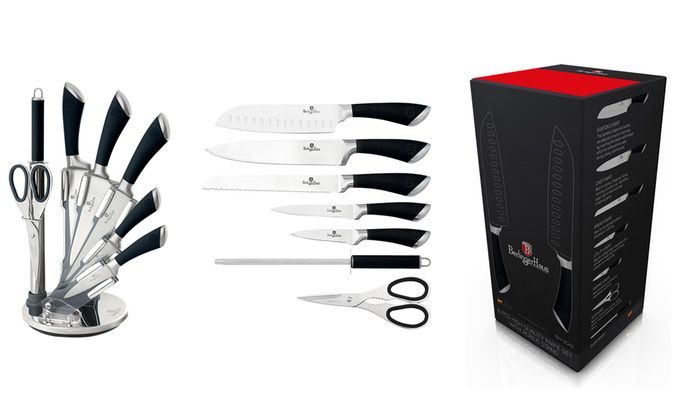 SET CUCHILLOS CHEF ACERO INOX. C/BASE 8PCS BH-2415