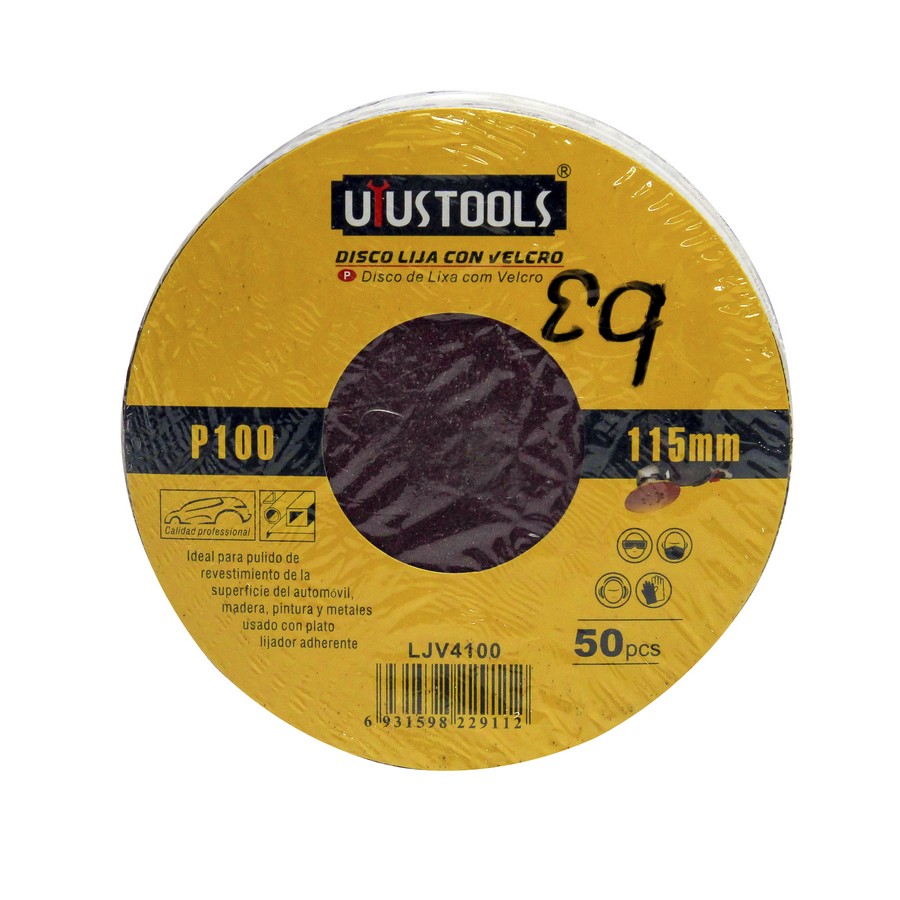 LIJA PARA PULIR CON VELCRO 4 1/2 PULG 100 LJV4100 (KIT 50 PCS)