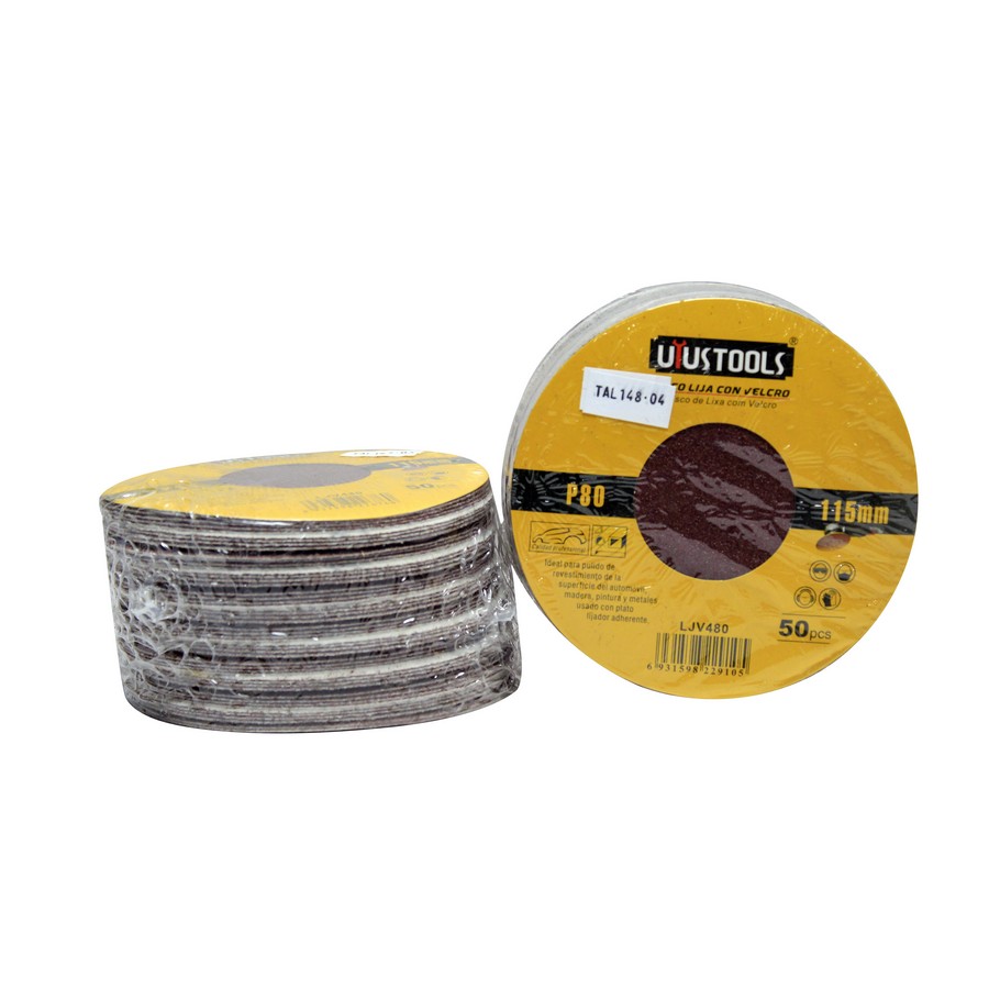 LIJA PARA PULIR CON VELCRO 4 1/2 PULG 80 LJV480 (KIT 50 PCS)