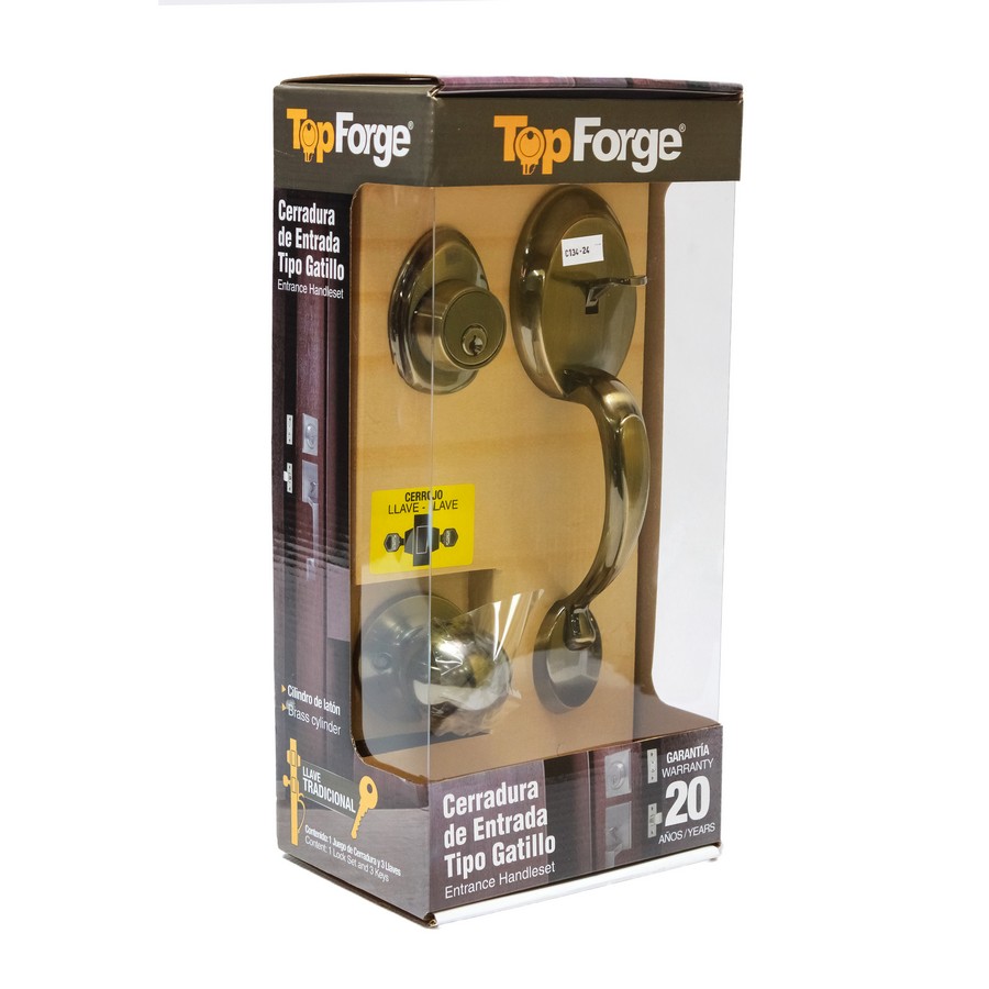 CERRADURA ENTRADA 23672/PF0190 LATON ANTIGUO