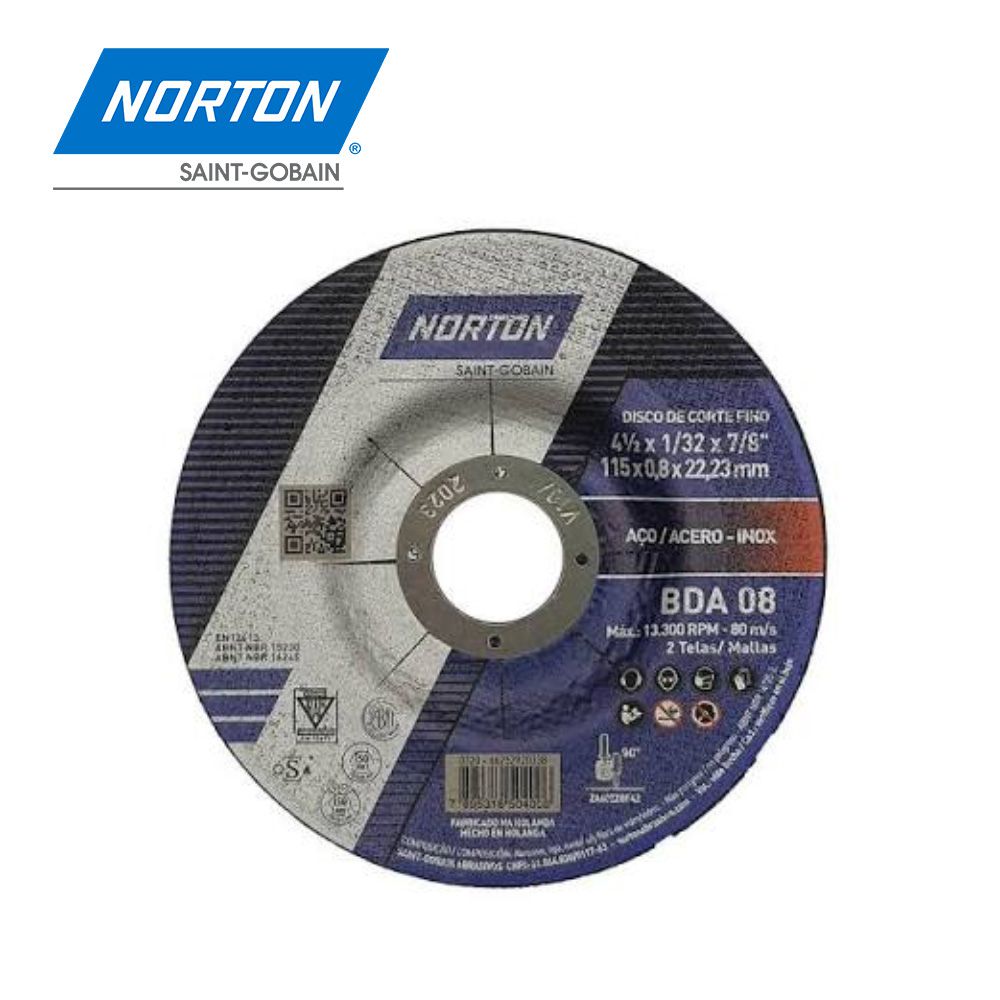 DISCO PARA METAL NORTON CONICO T42 0.8MM X 4 1/2 BDA08