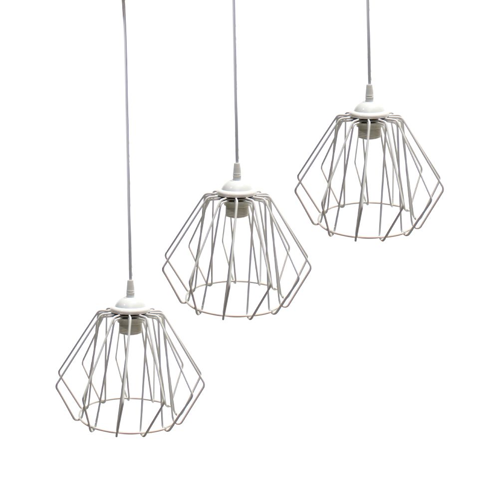 LAMPARA COLGAR GEOMETRICA 3 LUCES COLOR BLANCO METAL LMP1028-3