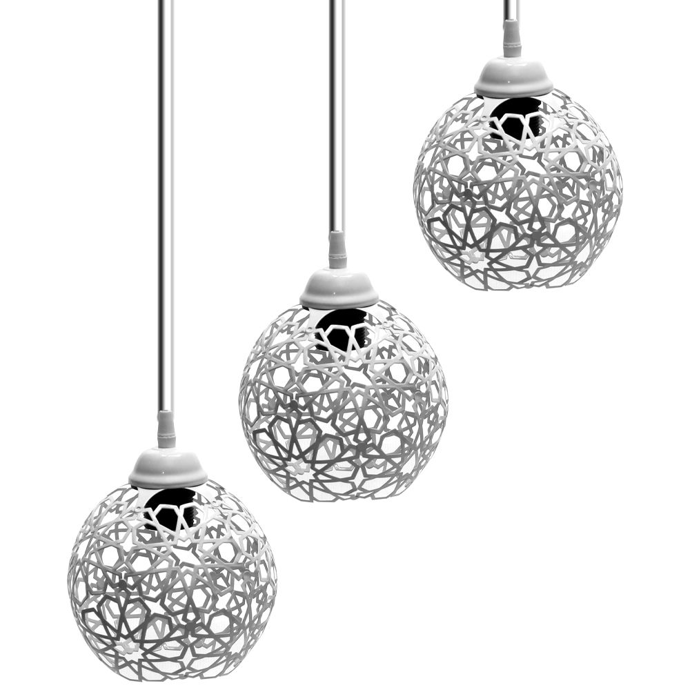 LAMPARA COLGAR VINTAGE ESFERA 3 LUCES C/NEGRO METAL LMP1027-3