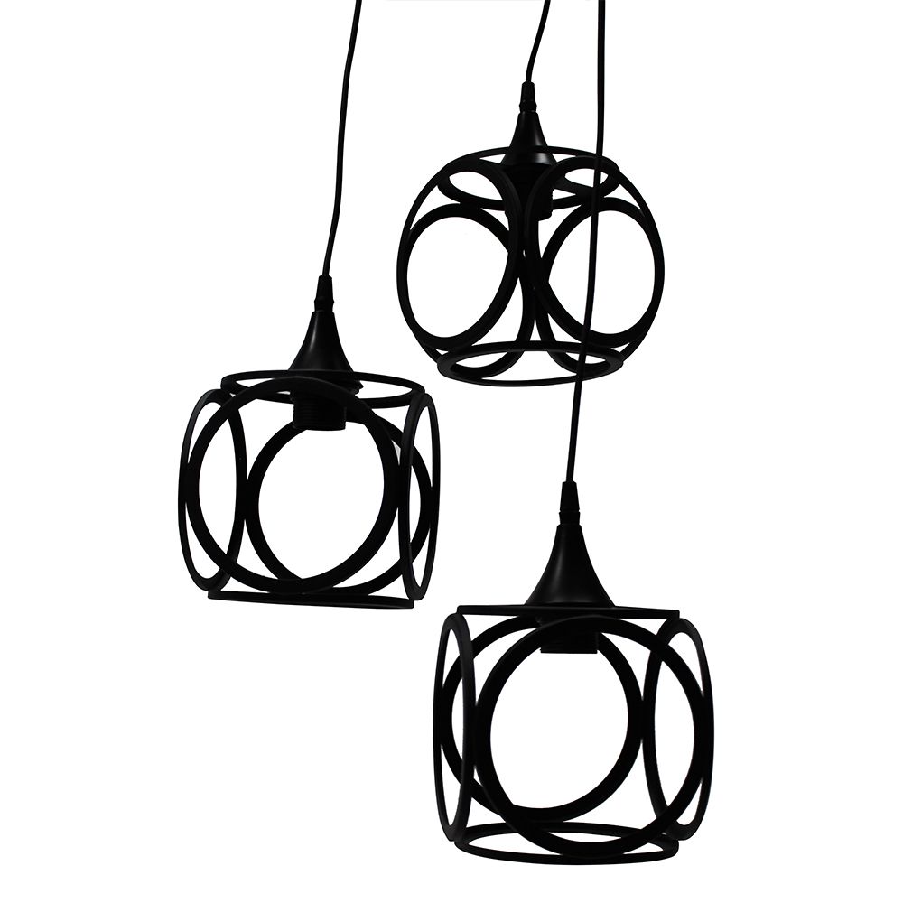 LAMPARA COLGAR T/CUBO 3 LUCES C/NEGRO METAL LMP1010-3 (NC)