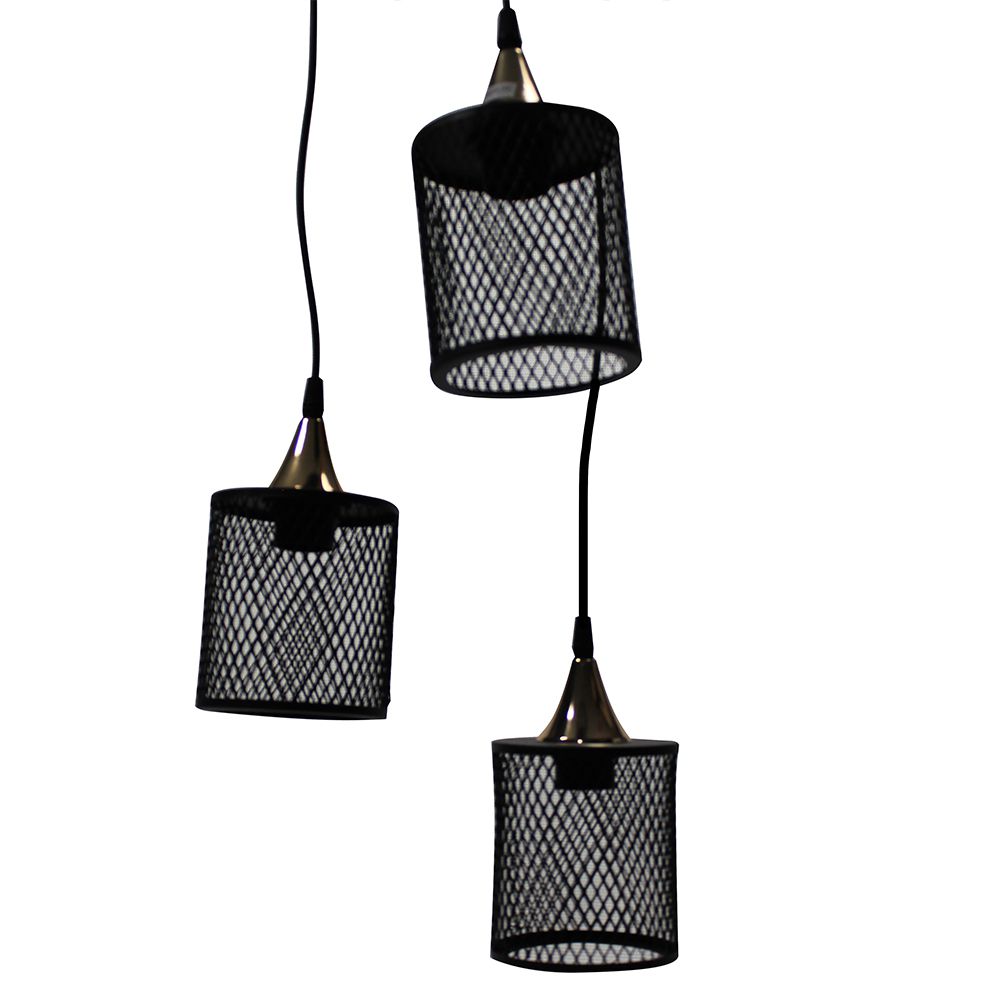 LAMPARA COLGAR CILINDRO 3 LUCES NEGRO METAL LMP1019-3