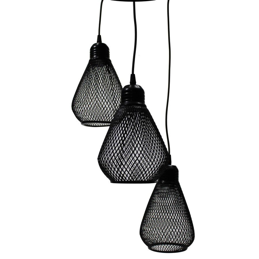 LAMPARA COLGAR T/GOTA 3 LUCES C/NEGRO METAL LMP1015-3