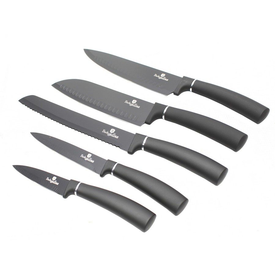 SET CUCHILLOS CHEF NEGRO C/BASE 6PCS BH-2382