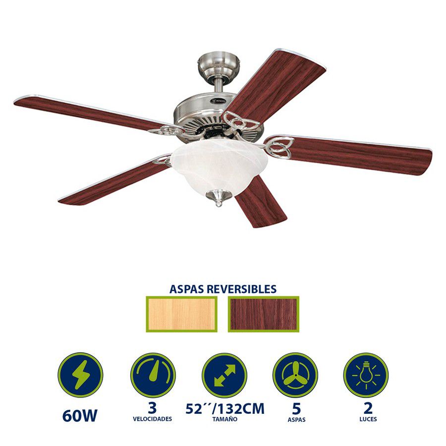 VENTILADOR VINTAGE 52 PULG 78391 NICKEL