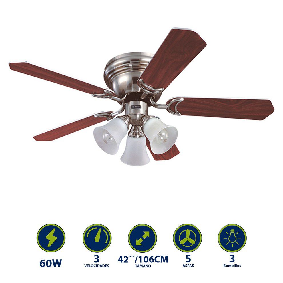 VENTILADOR CONTEMPRA TRIO 42 PULG 78615 NICKEL (DESC)