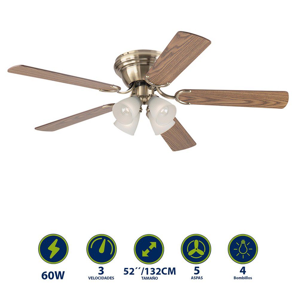 VENTILADOR CONTEMPRA IV 52 PULG 78714 BRONCE ANTIGUO