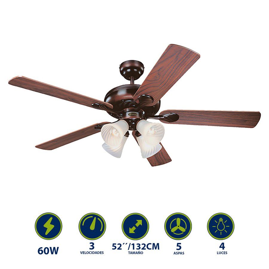 VENTILADOR SWIRL 52 PULG RUSTIC BRONZE 78568