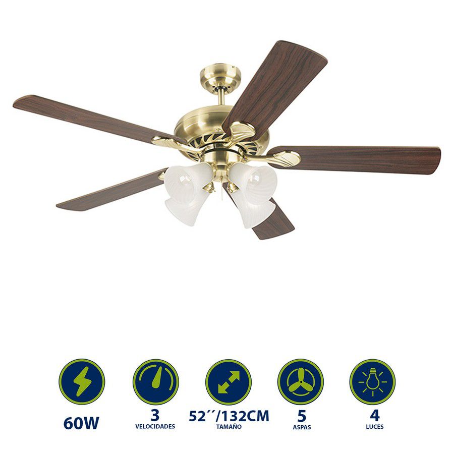 VENTILADOR SWIRL 52 PULG BRONCE SATIN 78078