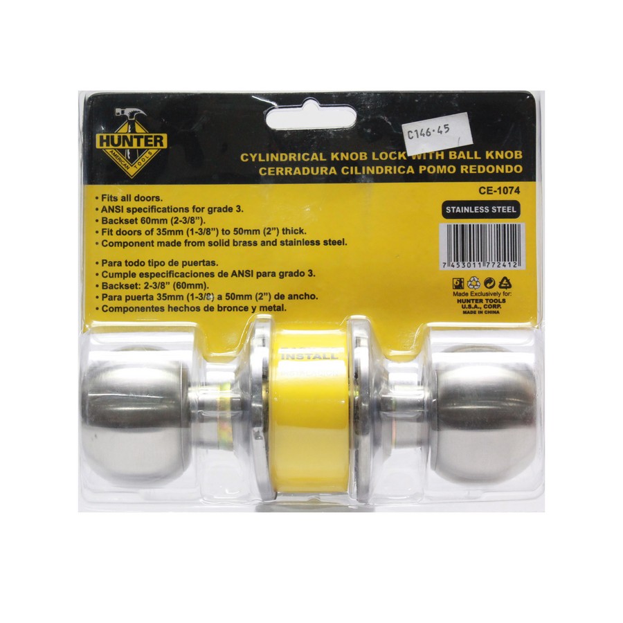 CERRADURA HUNTER C/LLAVE CE-1074 ACERO INOX. (NC)