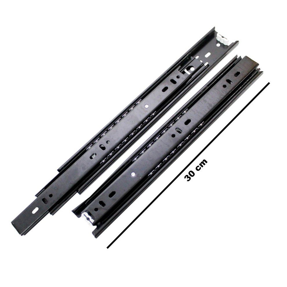 RIEL P/GAVETA SOPRANO TELESC. NEGRO/BLANCO 300MM 6003-0051-14 (PAR)