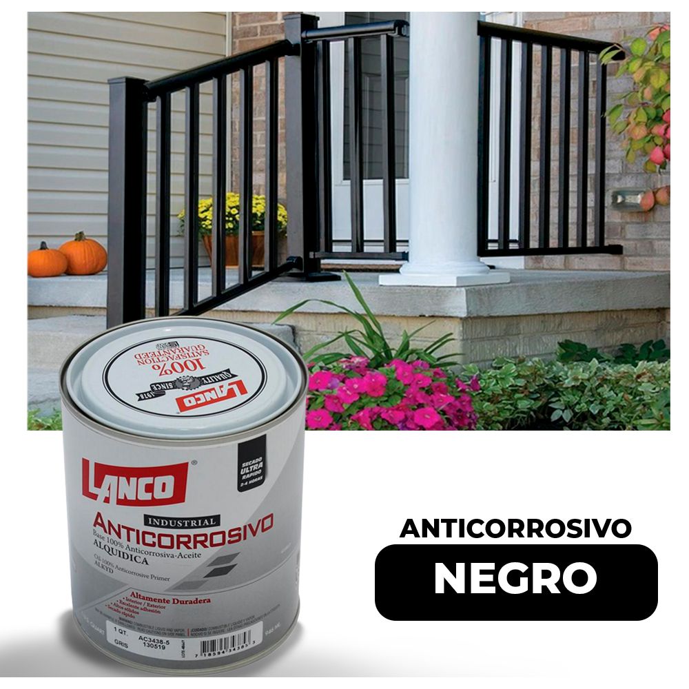 ANTICORROSIVO BRILLO INDUSTRIAL NEGRO 1/4 LANCO