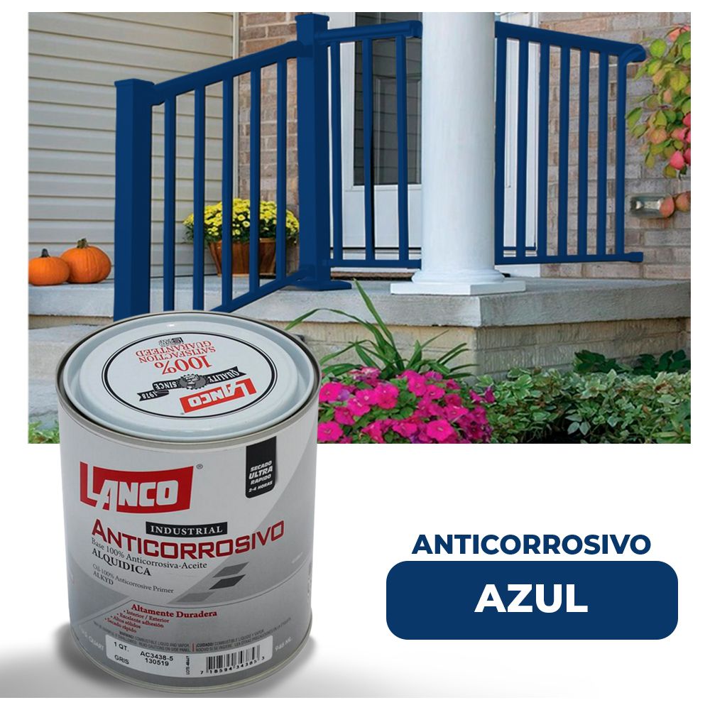 ANTICORROSIVO BRILLO INDUSTRIAL AZUL 1/4 LANCO