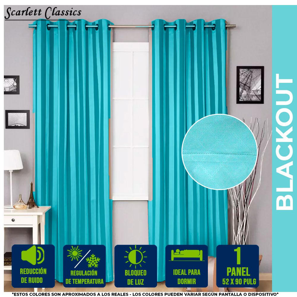 CORTINA PARA SALA BLACKOUT IVANIA 52 X 90 PULG AZUL SCR-2296-BLUE