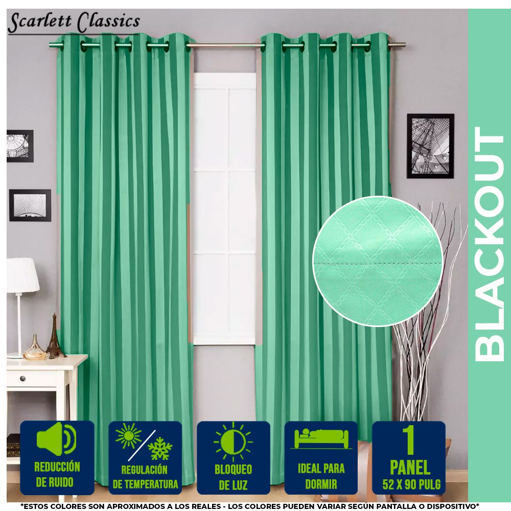CORTINA PARA SALA BLACKOUT IVANIA 55 X 90 PULG VERDE MENTA SCR-2297-MINT