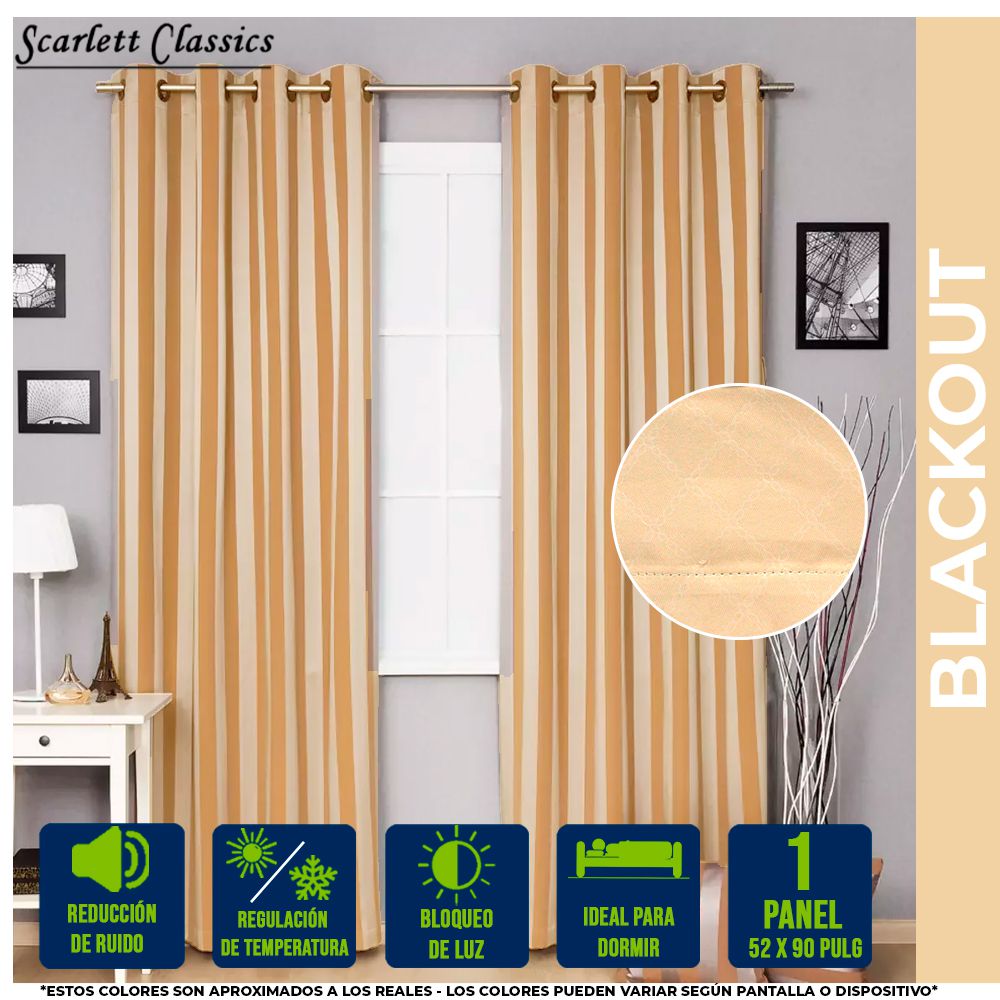CORTINA PARA SALA BLACKOUT IVANIA 52 X 90 PULG IVORY SCR-2298-IVO