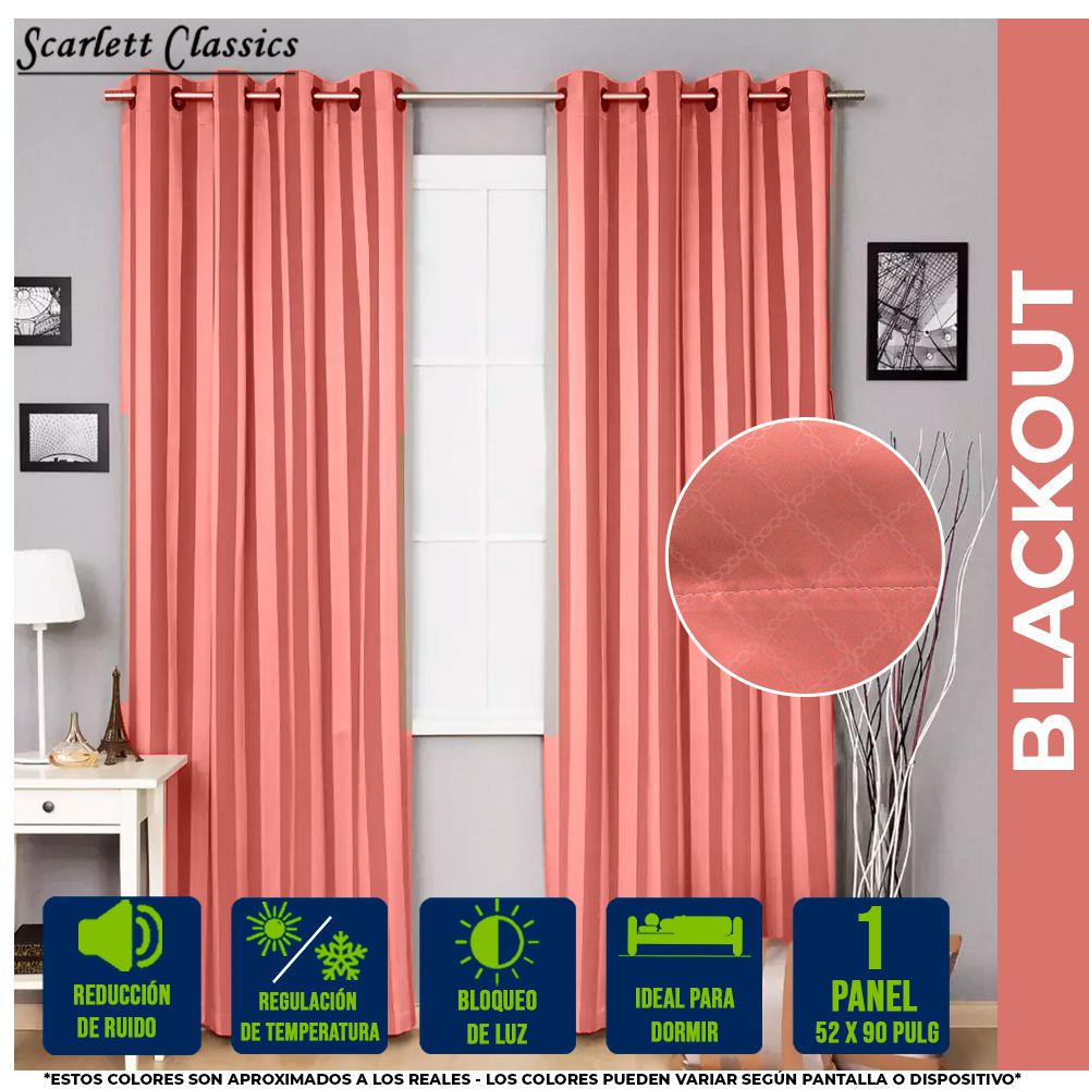 CORTINA PARA SALA BLACKOUT IVANIA 52 X 90 PULG BLUSH SCR-2299-BLUSH