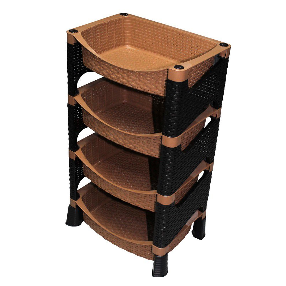 ORGANIZADOR PLASTICO 4 PISOS  TIPO RATTAN 0740