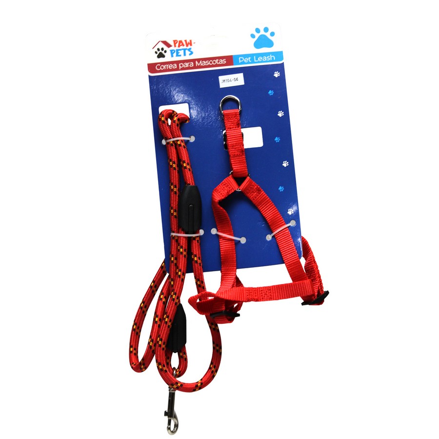 ARNES + CORREA PARA MASCOTA 1.0X100CM PAW-1024