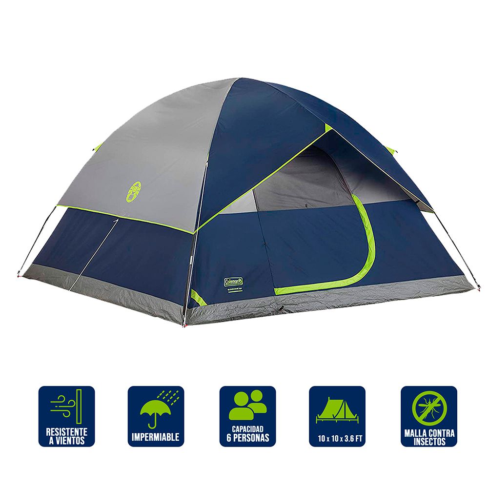TIENDA CAMPAÑA SUNDOME 10X10 6 PERS. AZUL/GRIS COLEMAN 549
