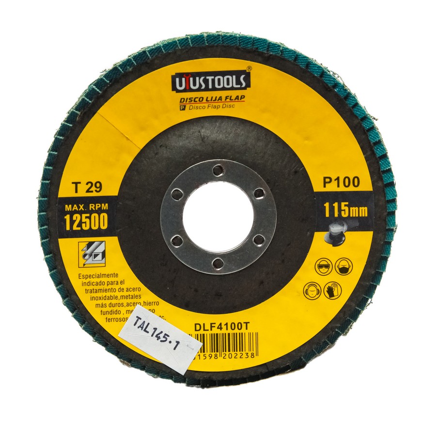 DISCO LAMINADO METAL 4 1/2 PULG X 7/8 GRANO 100 DLF4100T