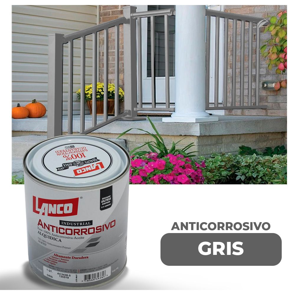 ANTICORROSIVO BRILLO INDUSTRIAL GRIS 1/4 LANCO