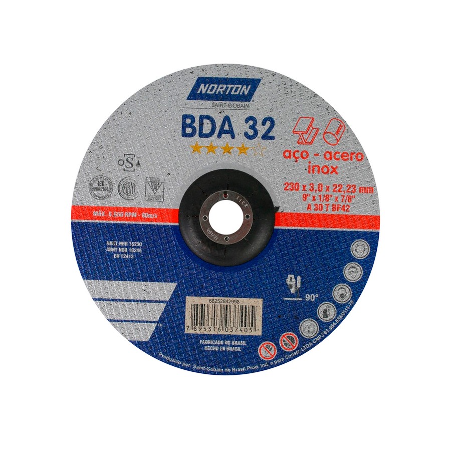 DISCO PARA METAL NORTON CONICO T42 3.0MM X 9 BNA32