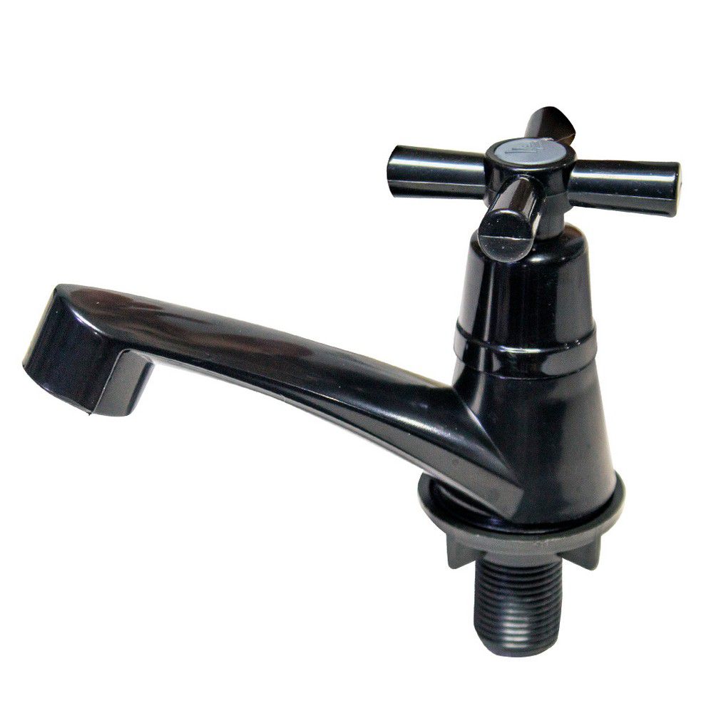 LLAVE PARA LAVABO SENCILLA ABS NEGRO CRUZ BPL-2305N