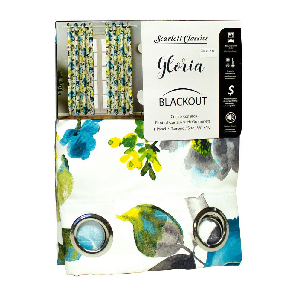 CORTINA PARA SALA 55X90 PULG BLACKOUT GLORIA AZUL SCR-2696