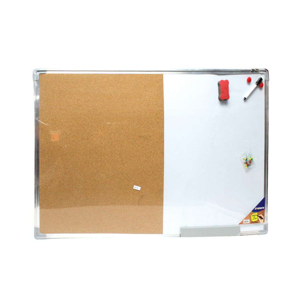 PIZARRA ESCOLAR ACRILICA CON CORCHO 60X90CM STR-4067 (NC)