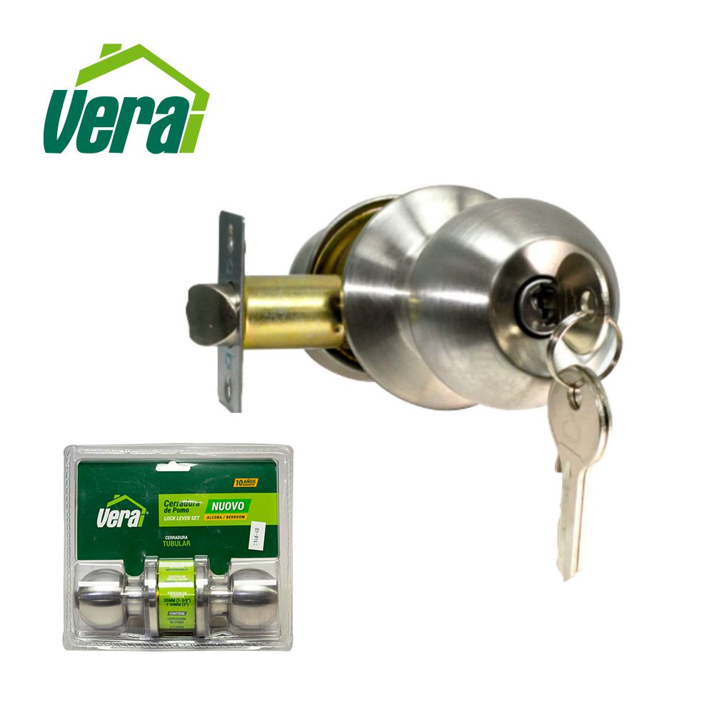 CERRADURA VERA POMO CON LLAVE ACERO INOX 46138