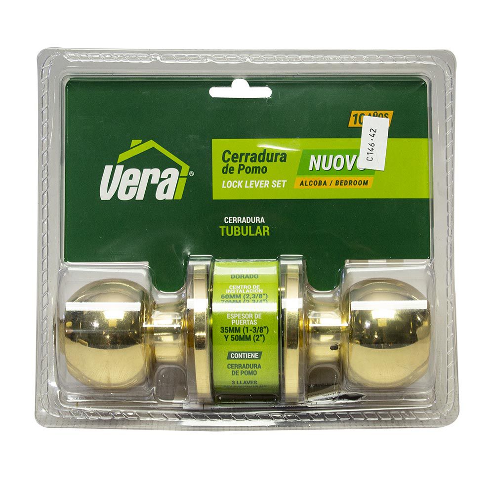 CERRADURA VERA POMO CON LLAVE DORADO 46146