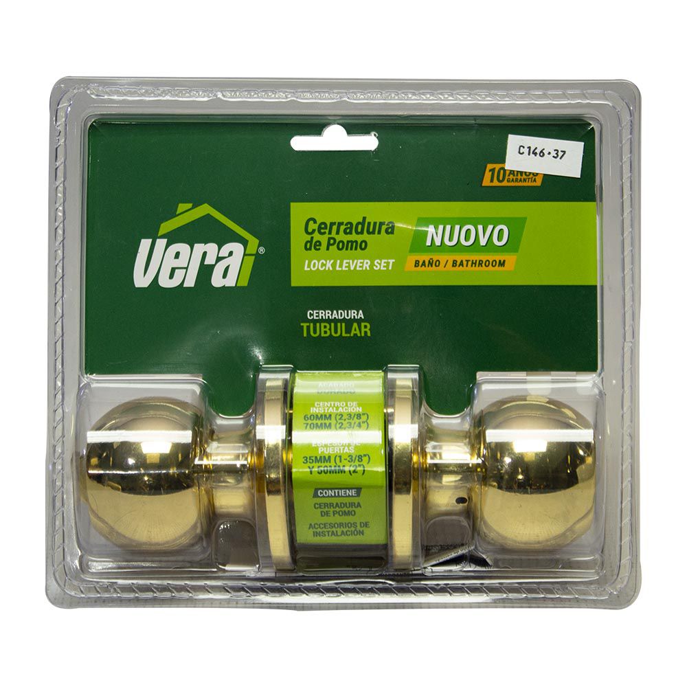 CERRADURA VERA POMO SIN LLAVE DORADO 46147