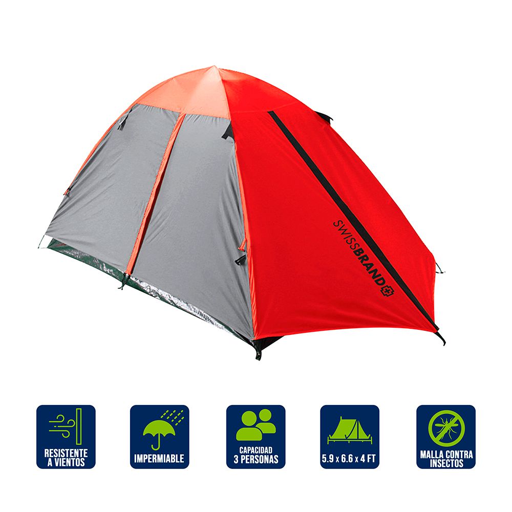 TIENDA CAMPAÑA 3P TOURIST DOME TENT GRIS/ROJO 1001103-610