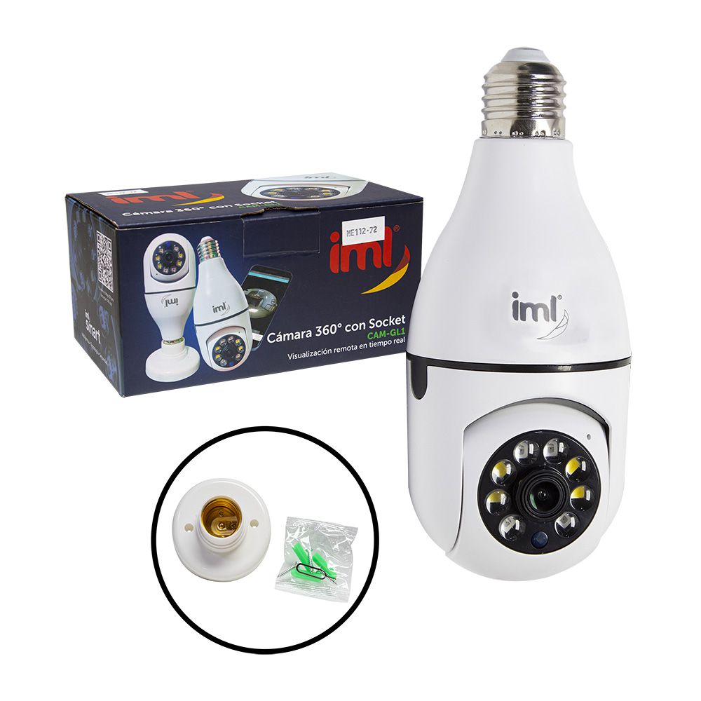 CAMARA SEGURIDAD WIFI GIRATORIA 1080P GL1 CON ROSCA E27 IML CAM-GL1