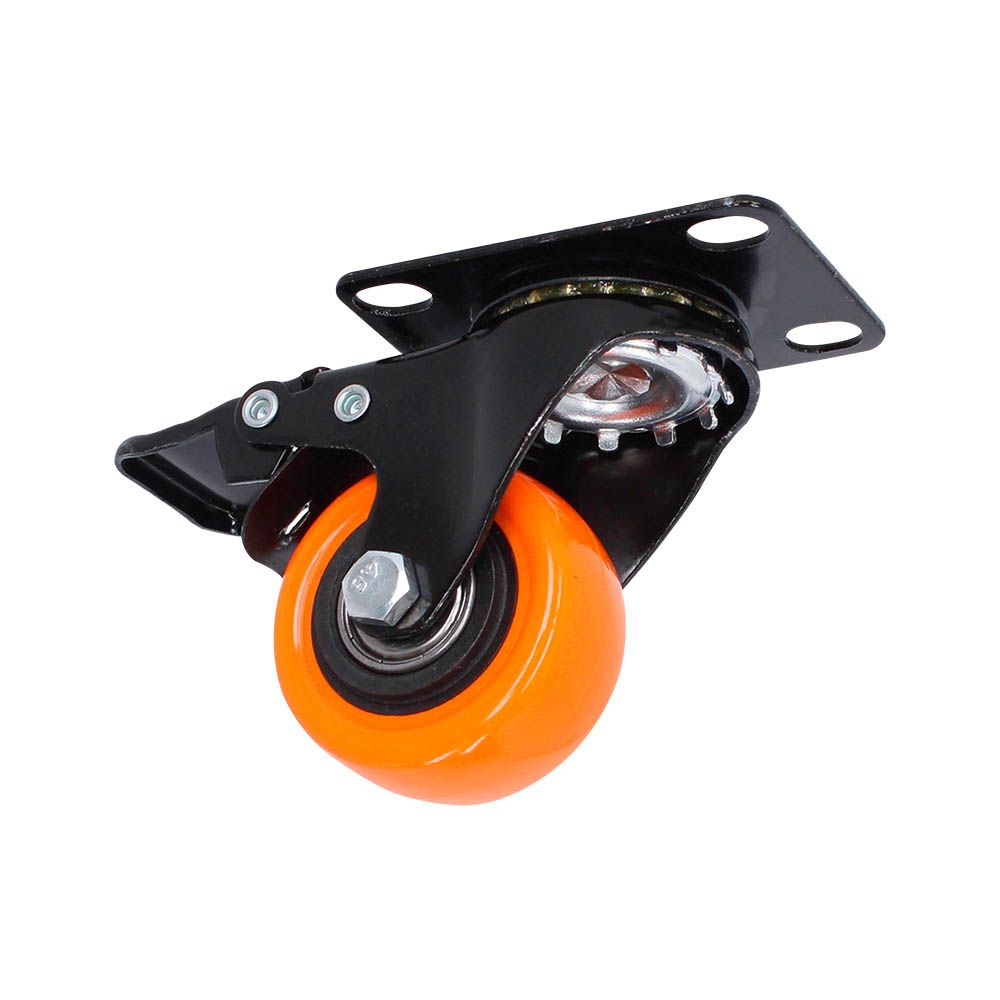 RUEDA NARANJA INDUST. GIRAT. CON FRENO 2 SB-655/RB-3315-2/RUCN102 NARANJA