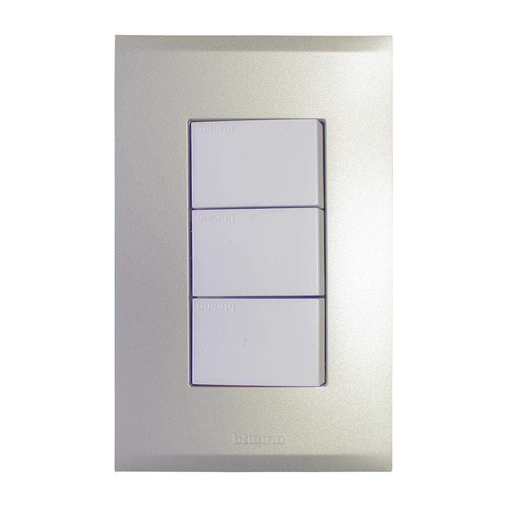 SWITCH TRIPLE SENCILLO INTEGRADO CHAMPAGNE NOBILE BTICINO AF2300EBCH